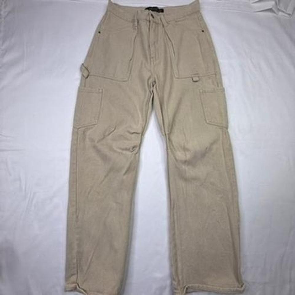 LIONESS Tan Cargo Pants Wide Leg Utility Pockets Womens Size Small