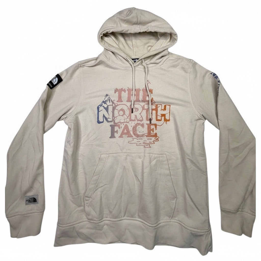 The North Face Mens Cream Graphic Hoodie Sweatshirt Size Medium