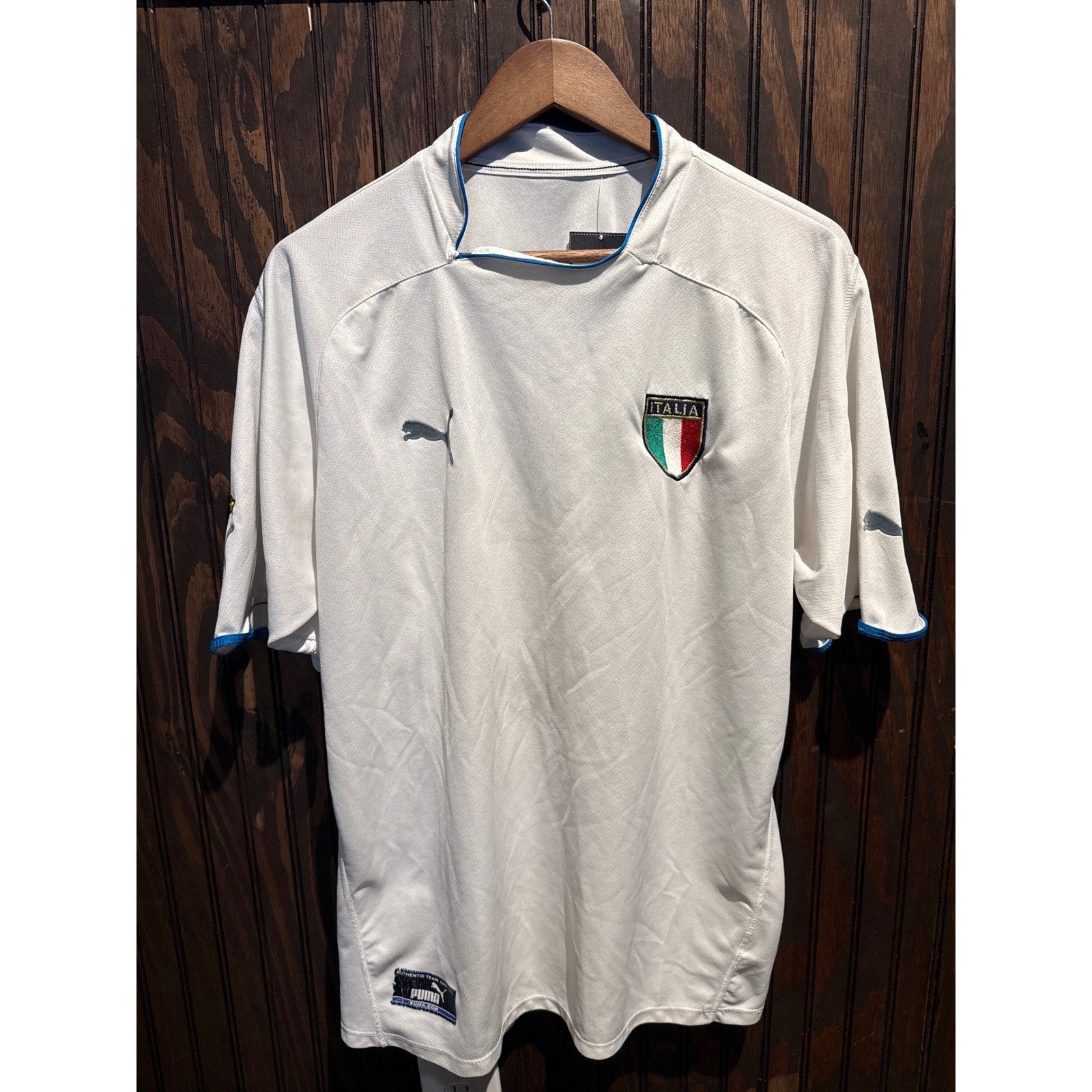 Puma Italy FIGC National Team Soccer Jersey White Blue Mens XL Away Shirt