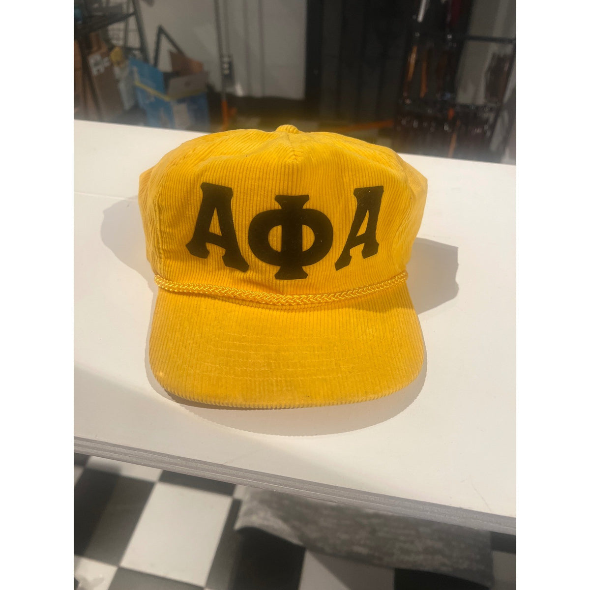 Alpha Phi Alpha ΑΦΑ Yellow Corduroy Trucker Hat Rope Brim Snapback Cap Mens