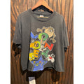 Vintage 90s Looney Tunes Graphic T-Shirt Anvil Faded Black Cropped Boxy XL