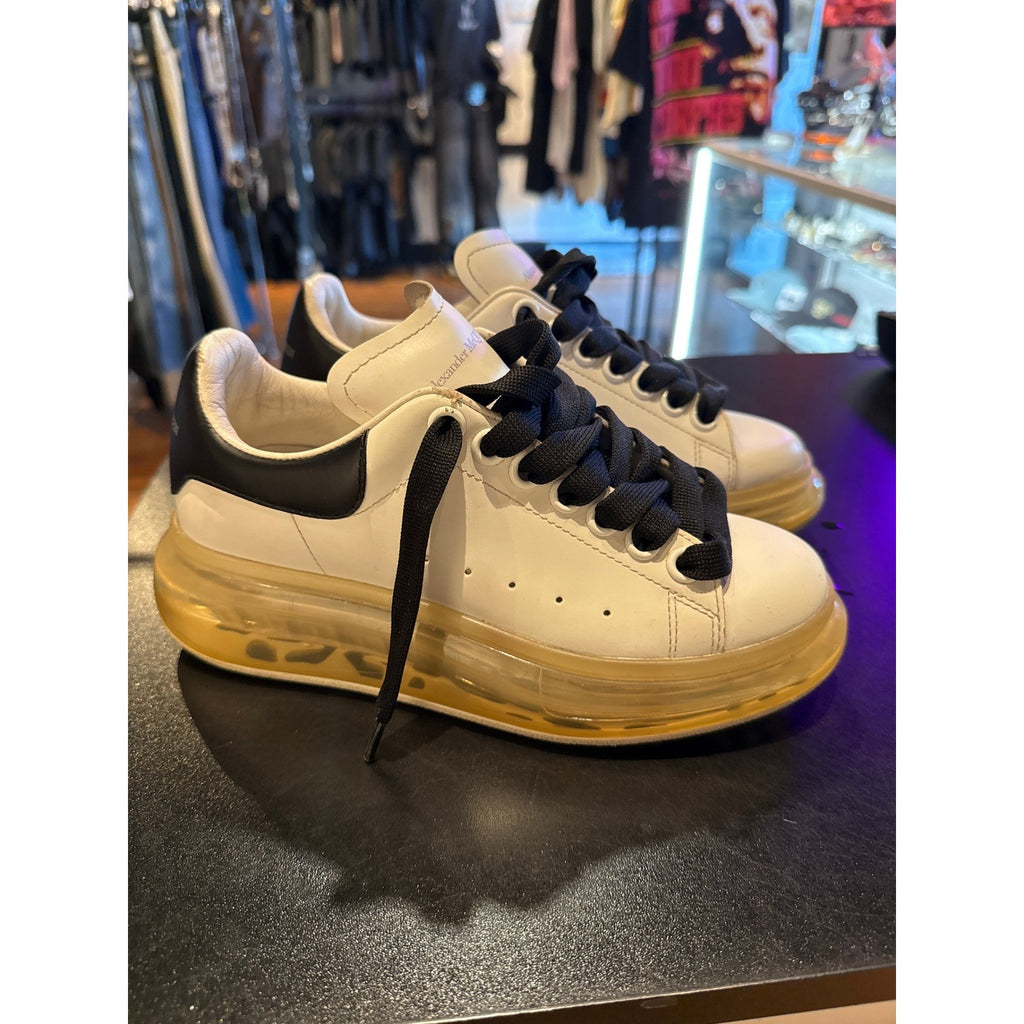 Alexander McQueen Sneakers White Black Transparent Sole 611698 Size 35.5