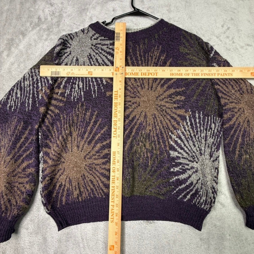 CAMBIO ITALIA Abstract Starburst Pattern Knit Sweater Pullover Purple Brown Gray