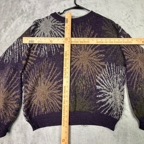 CAMBIO ITALIA Abstract Starburst Pattern Knit Sweater Pullover Purple Brown Gray
