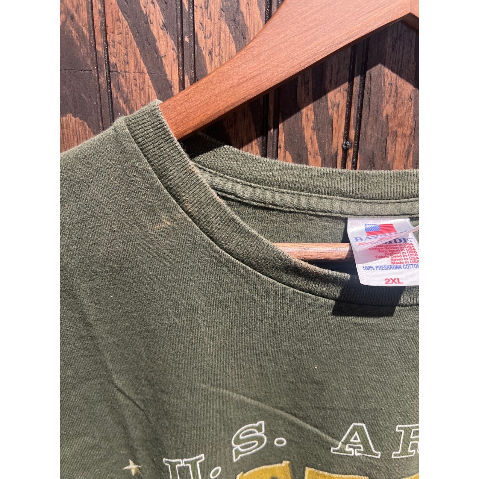 Vintage US Army Veteran T Shirt Mens XL Olive Green Graphic Made in USA 90s Tee