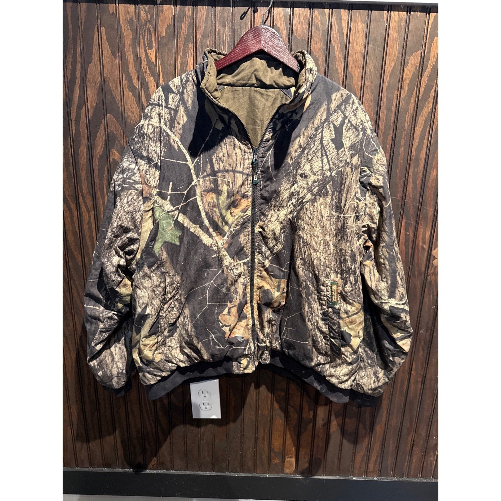 Vintage Walls Reversible Camo Bomber Jacket Realtree Olive Drab Mens XL 27x27