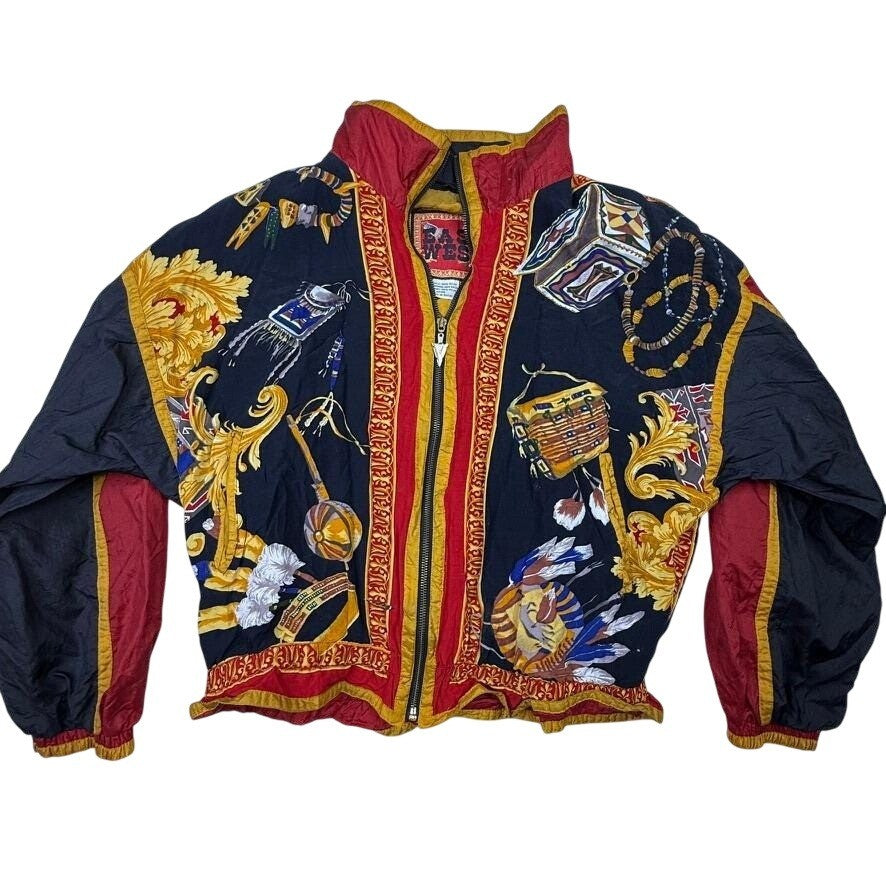 Vintage 1980s East West Graphic Puffer Jacket Made in Macau Size L