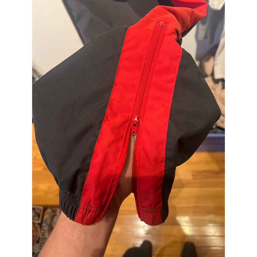 Nautica Competition Men Black Red Side Stripe Track Pants Windbreaker Nylon L