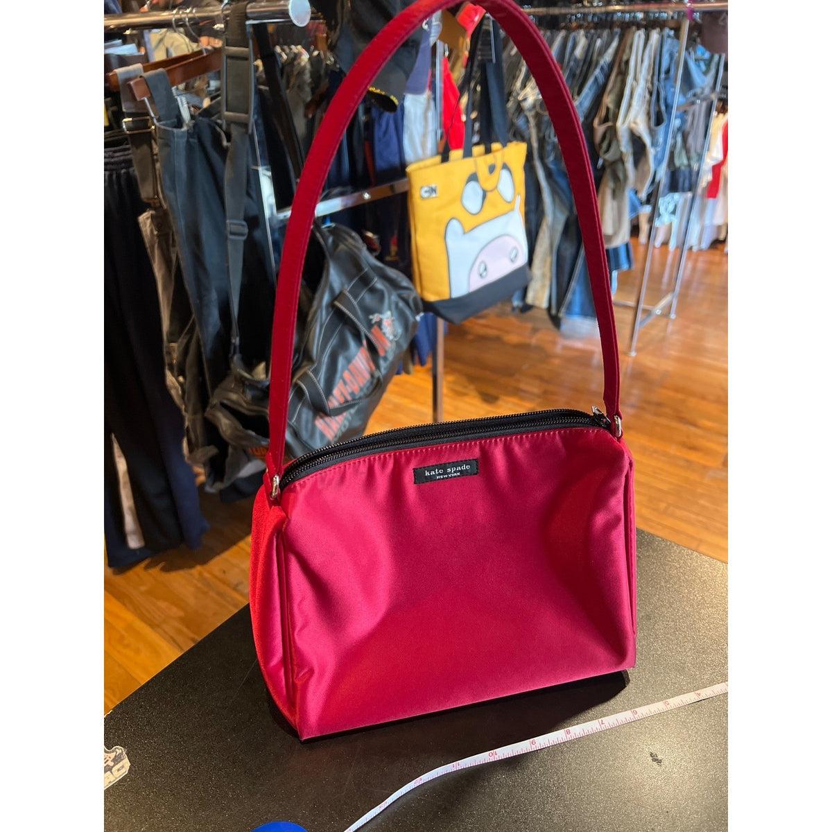 Kate Spade New York Red Nylon Shoulder Bag Zip Top Minimalist Y2K Purse