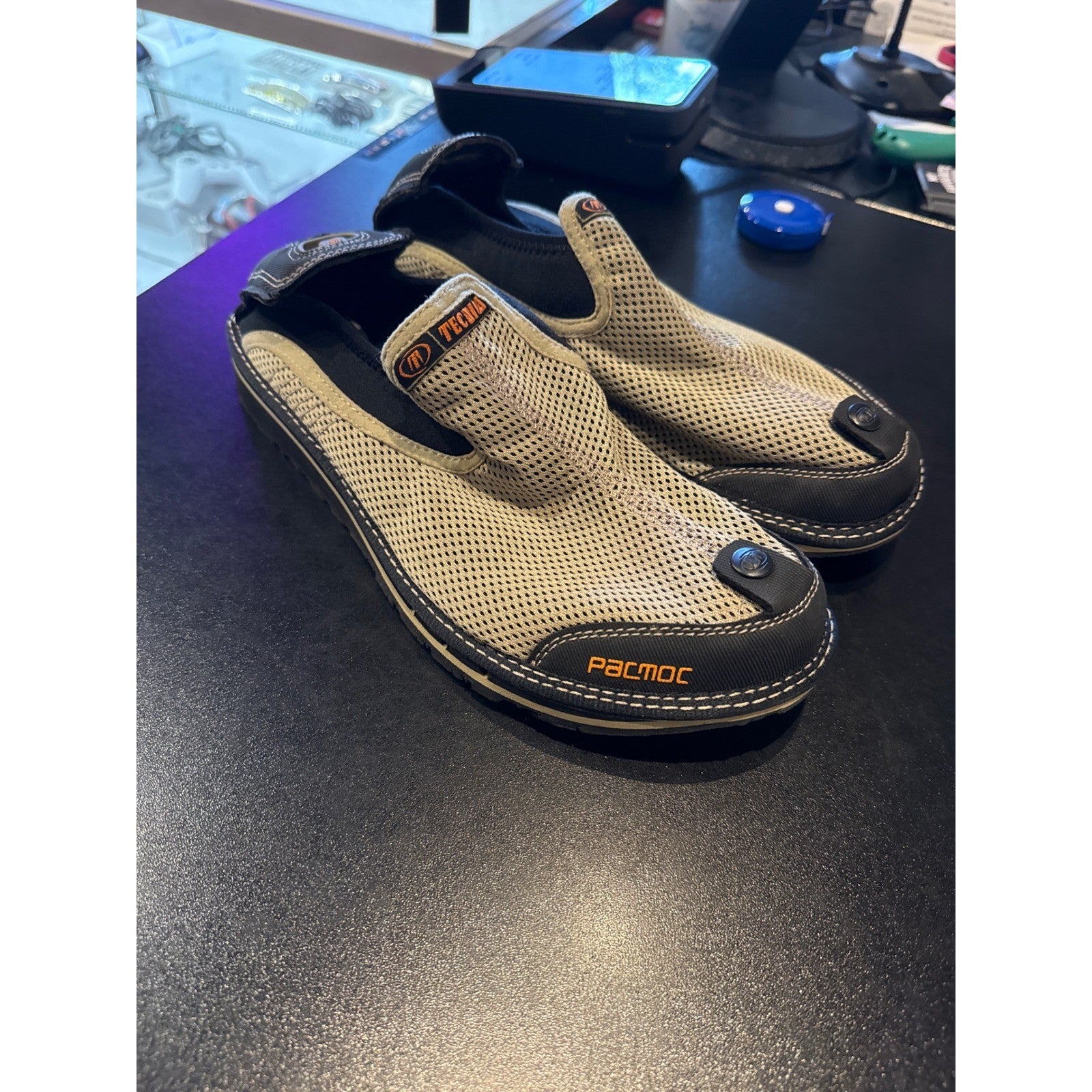 Tecnica Pacmoc Mens Slip On Mesh Shoes Tan Black Orange Loafers Size US 8-9