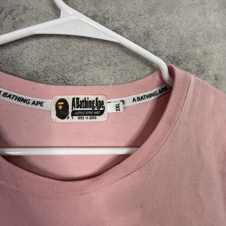 BAPE A Bathing Ape Pink Camo Pocket Ape Head T Shirt Size 2XL