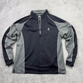 FootJoy FJ Mens Large Quarter Zip Golf Pullover Jacket Black Gray Performance