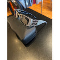 Balenciaga BB0096S Crystal Embellished Rectangular Sunglasses Blk Silver BB Logo