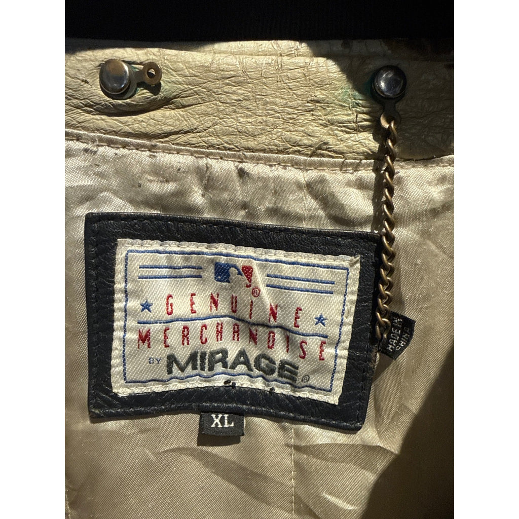 Mirage MLB Boston Red Sox Vintage Distressed Leather Varsity Jacket Navy XL