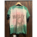 Bob Marley Tie Dye Graphic T-Shirt Green Pink Reggae Music Tee Mens Medium 20x27