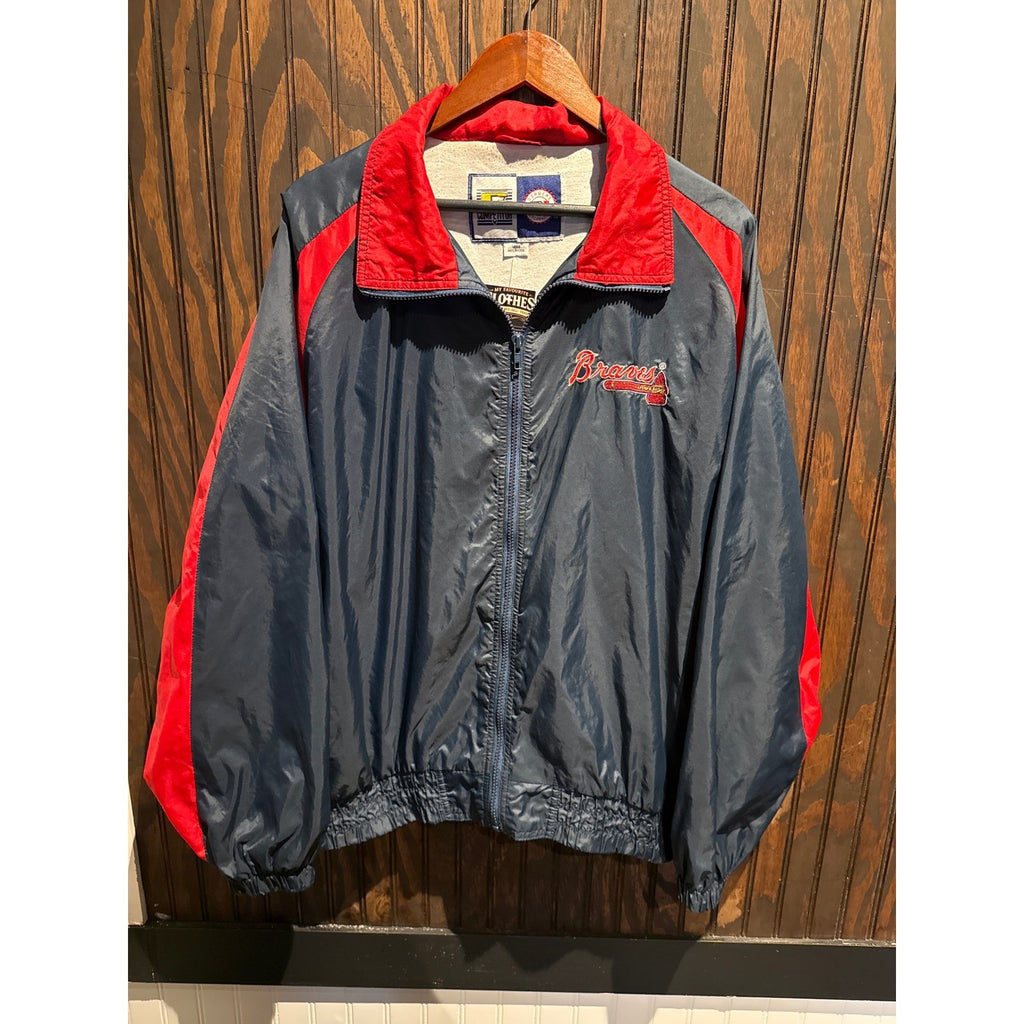 Vintage Atlanta Braves MLB Windbreaker Jacket Navy Red Competition Sportswear XL