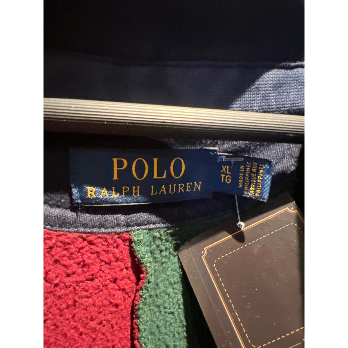 Polo Ralph Lauren Colorblock Varsity Patch Shawl Collar Cardigan Burgundy Green