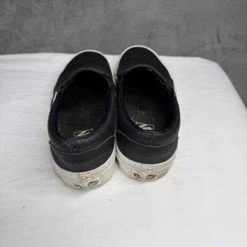 Vans Black Perforated Leather Slip On Sneakers Shoes Mens Size