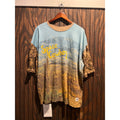 Lee Space Cowboy Desert Landscape Graphic Tee Camo Sleeve T-Shirt Blue Brown