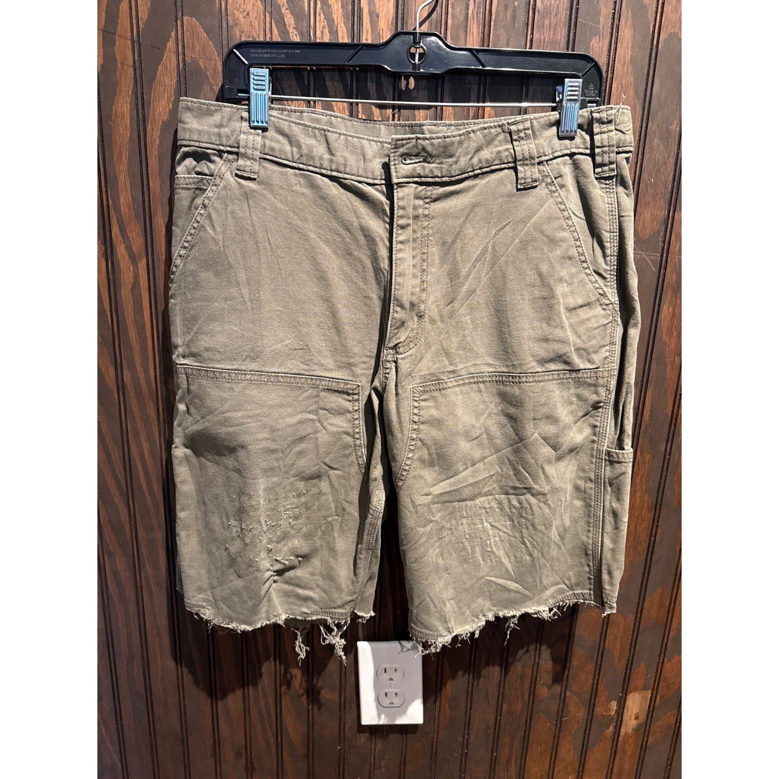 Carhartt Mens Relaxed Fit Double knee Canvas Cutoff Shorts Olive Green 34