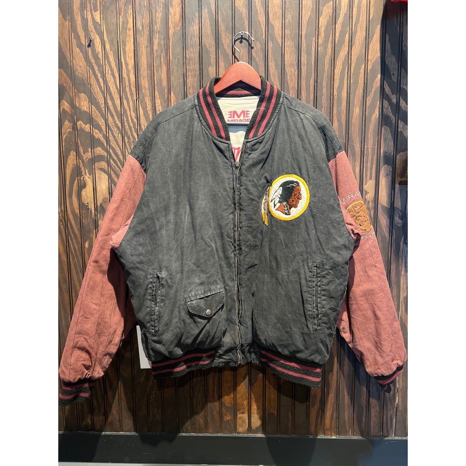 Vintage Mirage Washington Redskins Reversible Jacket Large NFL Throwbacks 82 87