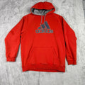 Adidas Orange Pullover Hoodie with Logo Pocket Sweatshirt Mens Size Large