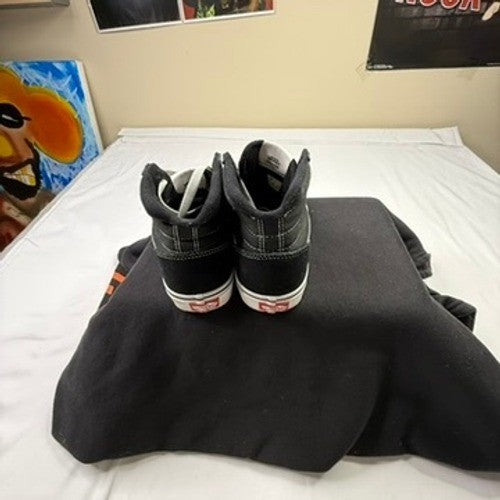 Vans SK8 High Top Shoes Black White Suede Canvas Men Size 7.5