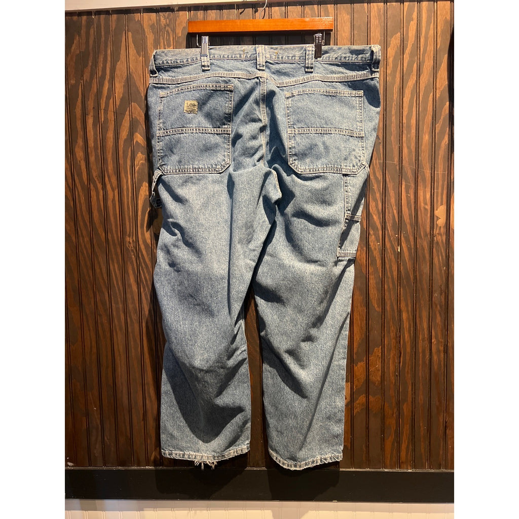 Lee Dungarees Carpenter Jeans Mens 44x30 Light Wash Denim Utility Work Pants