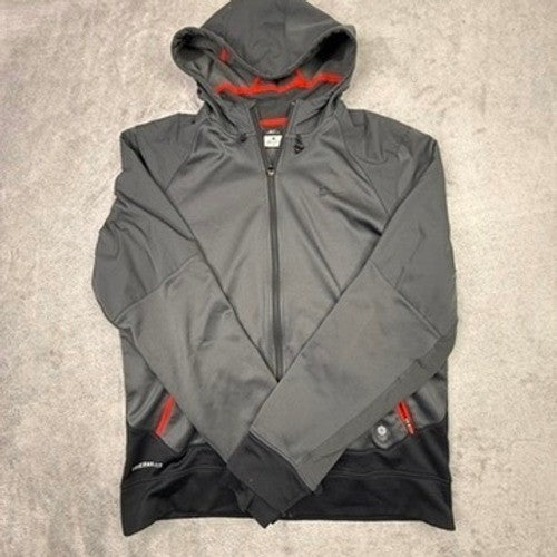 Nike Dri-FIT Men's Full Zip Hoodie Jacket Gray Black Red Accents Size S
