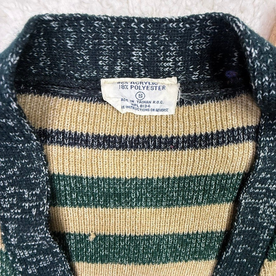 Womens Striped Knit Cardigan Sweater Jacket Open Front Long Sleeve Size S