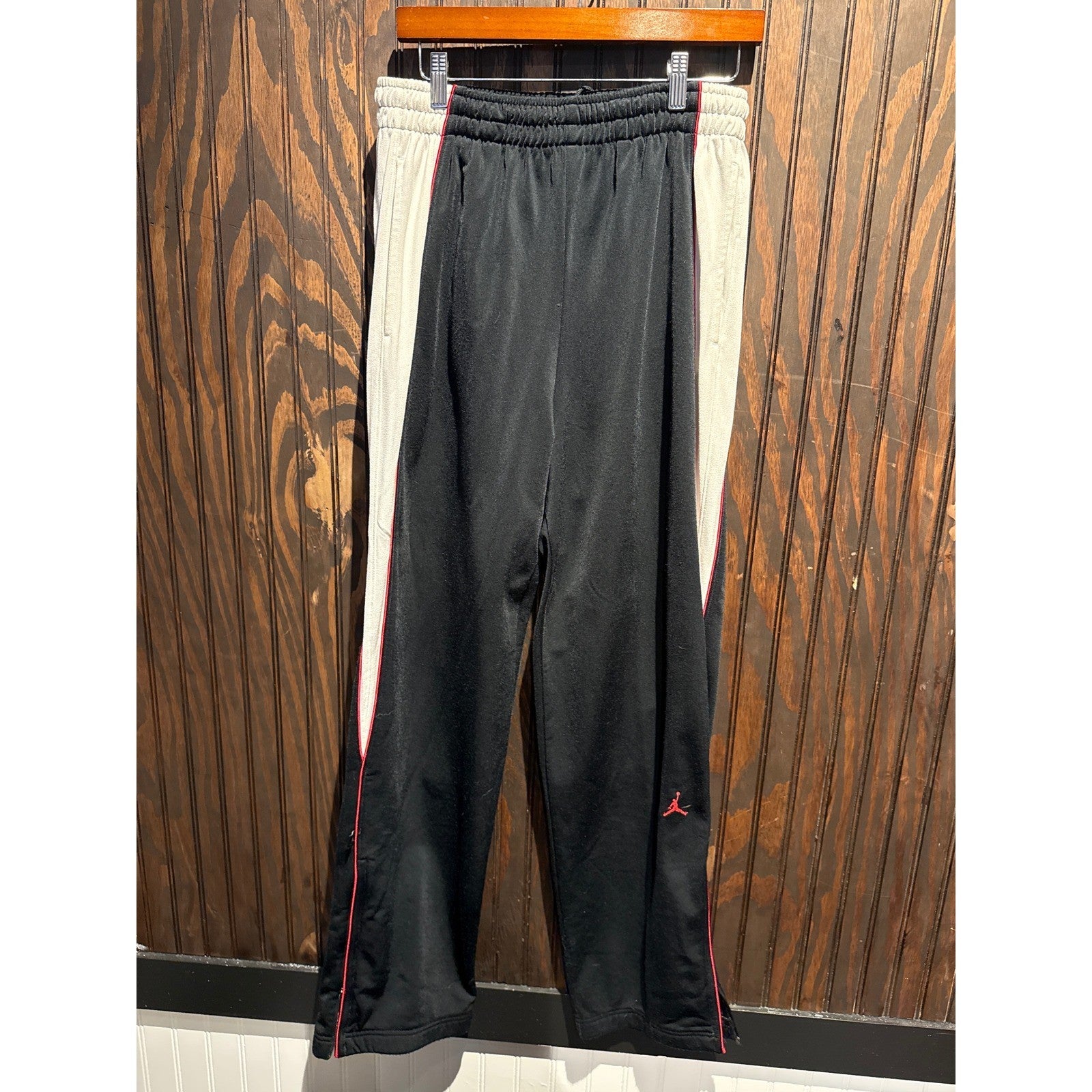 Jordan Brand Track Pants Black White Red Side Stripe Jumpman Ankle Zip Mens M