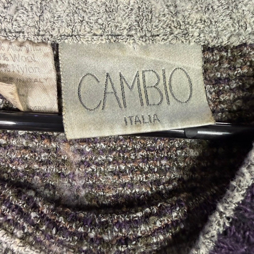 CAMBIO ITALIA Abstract Starburst Pattern Knit Sweater Pullover Purple Brown Gray