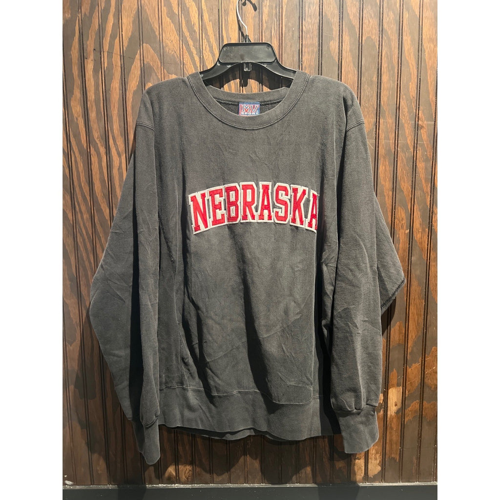 Sport Pro Weave Nebraska Cornhuskers Charcoal Gray Crewneck Sweatshirt Mens XL