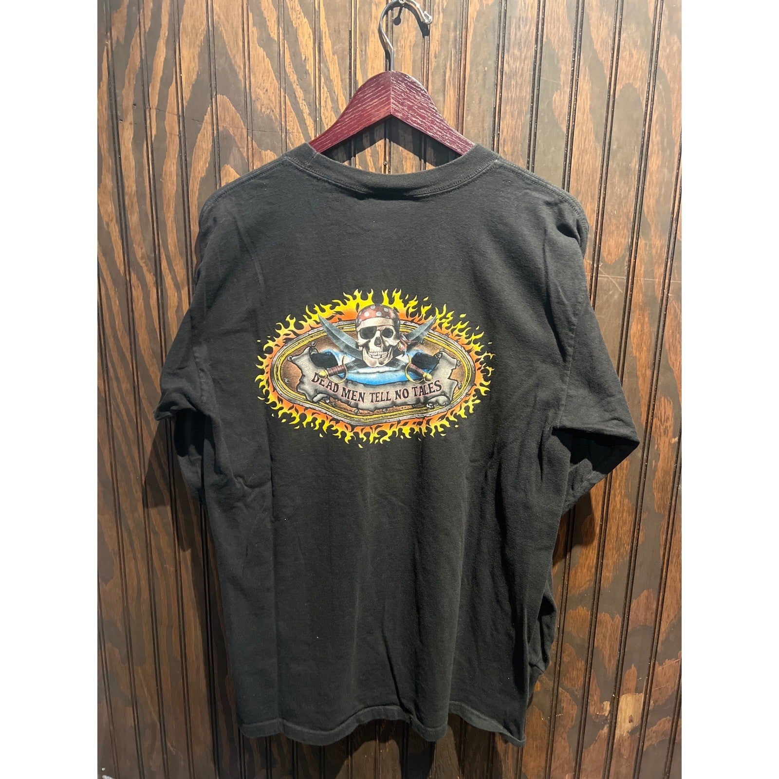 Disney Pirates of the Caribbean Dead Men Tell No Tales Flame Sleeve Shirt Black