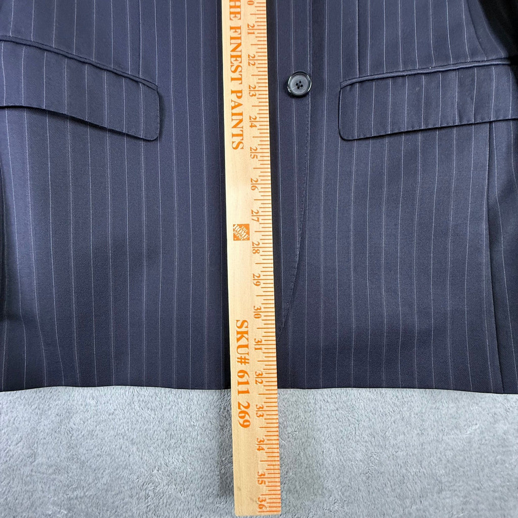 Z Zegna Mens Pinstripe Blazer Navy Blue Wool 2-Button Suit Jacket 50R 280CG4