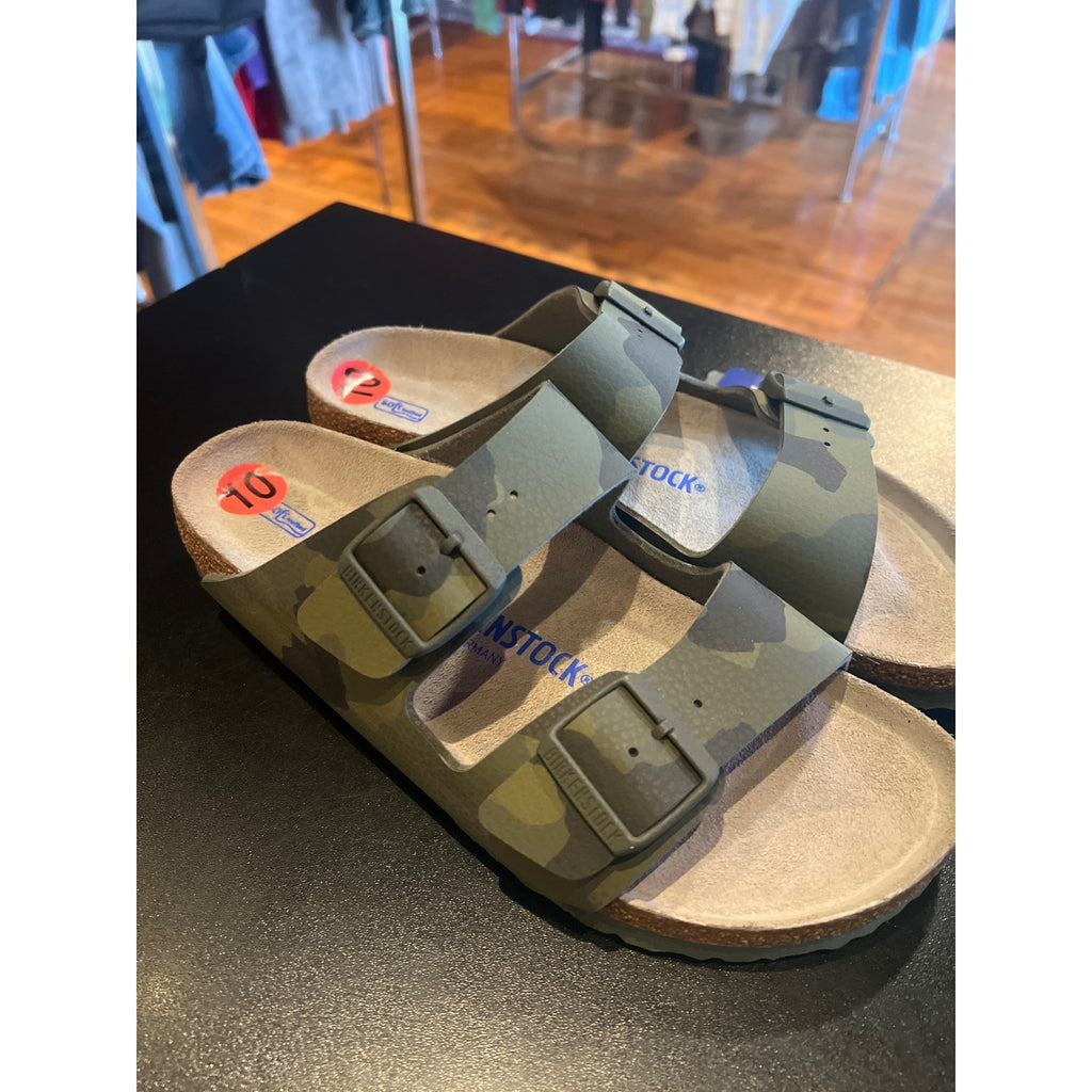 Birkenstock Arizona Camouflage Birko-Flor Mens Slide Sandals Green Camo 1022415