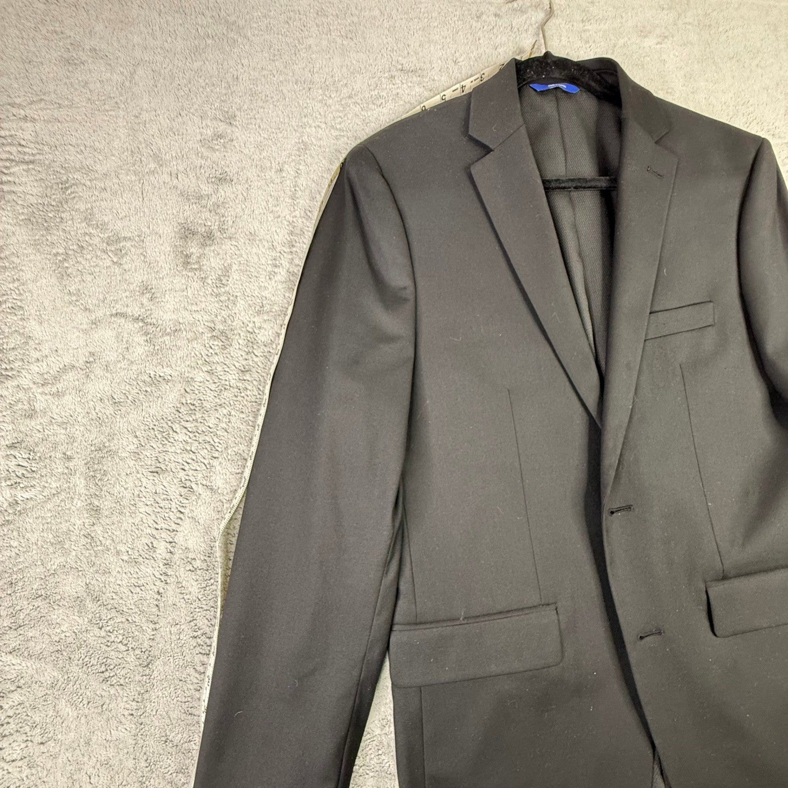 Apt 9 Mens Slim Fit Black Stretch Two Button Blazer Suit Jacket 40R Notch Lapel
