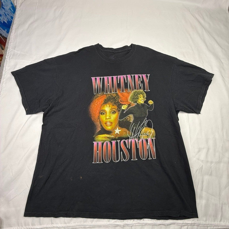 Whitney Houston Black Graphic T Shirt 2XL Concert Tour Music