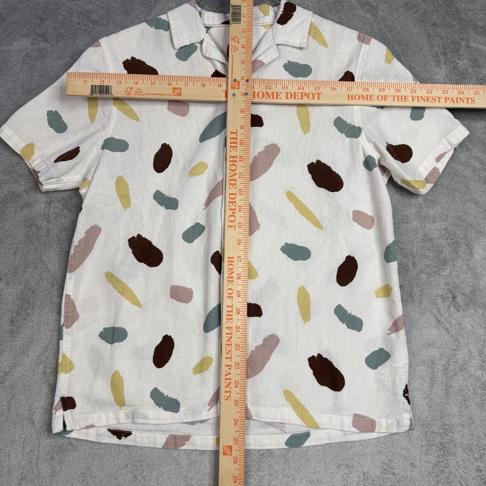 Common People Men's Short-sleeve Button Down/Up ECRU Shirt ( small)