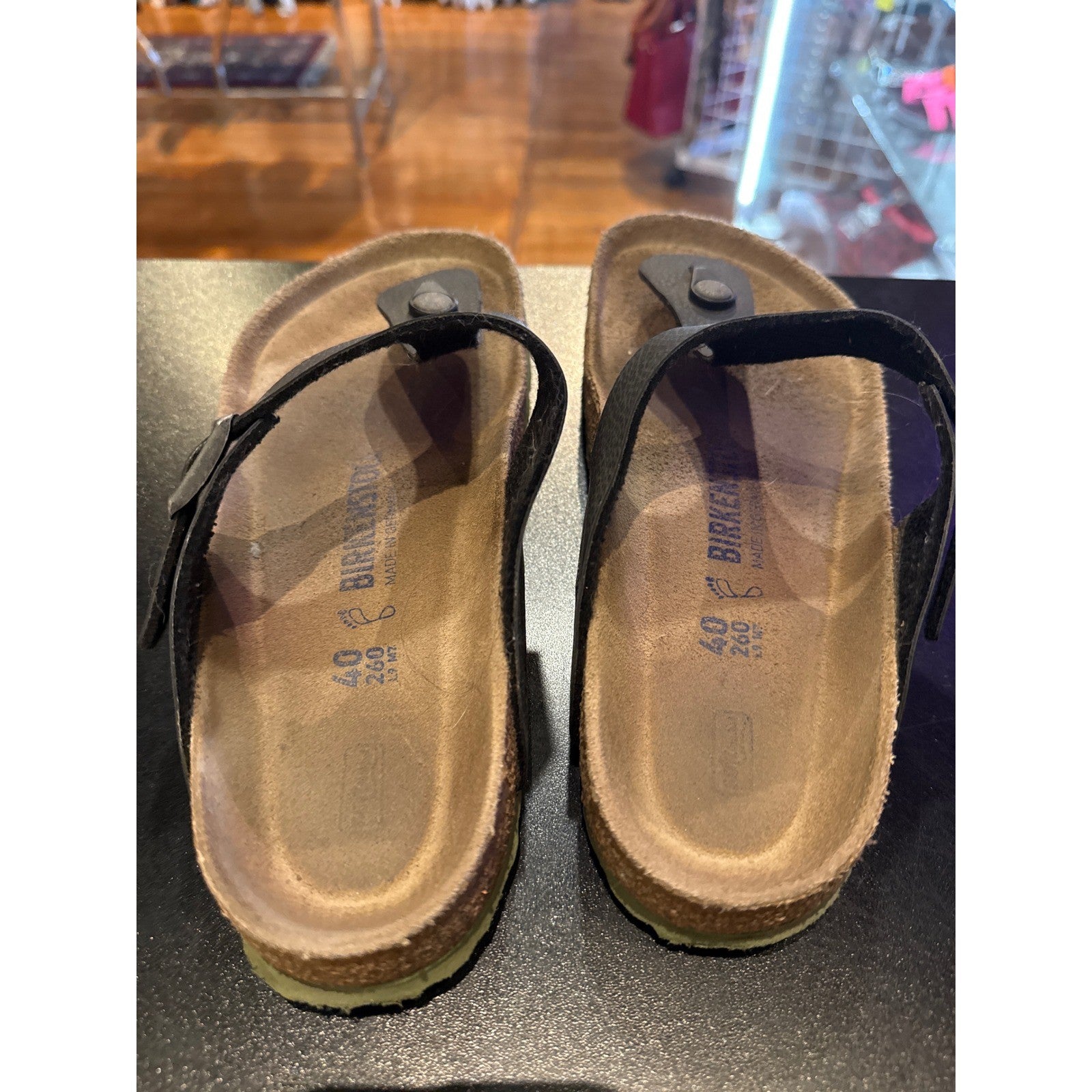 Birkenstock Gizeh Black Birko-Flor Thong Sandals EU 40 L9 M7 Regular Width