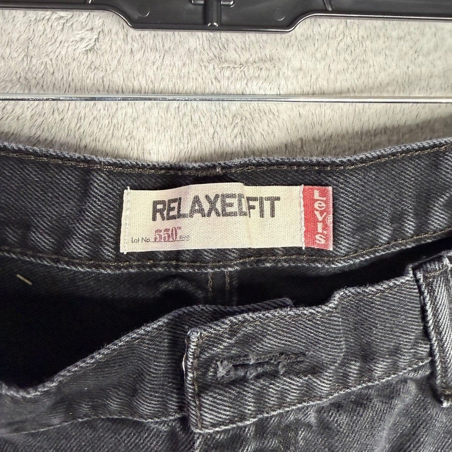 Levi's 550 Mens Black Relaxed Fit Straight Leg Jeans Size 40x32