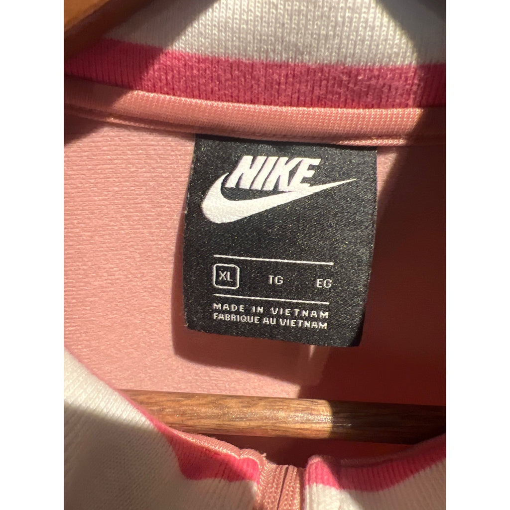 Nike Mens Track Jacket Peach Pink Multi Color Striped Ribbed Collar Full Zip L