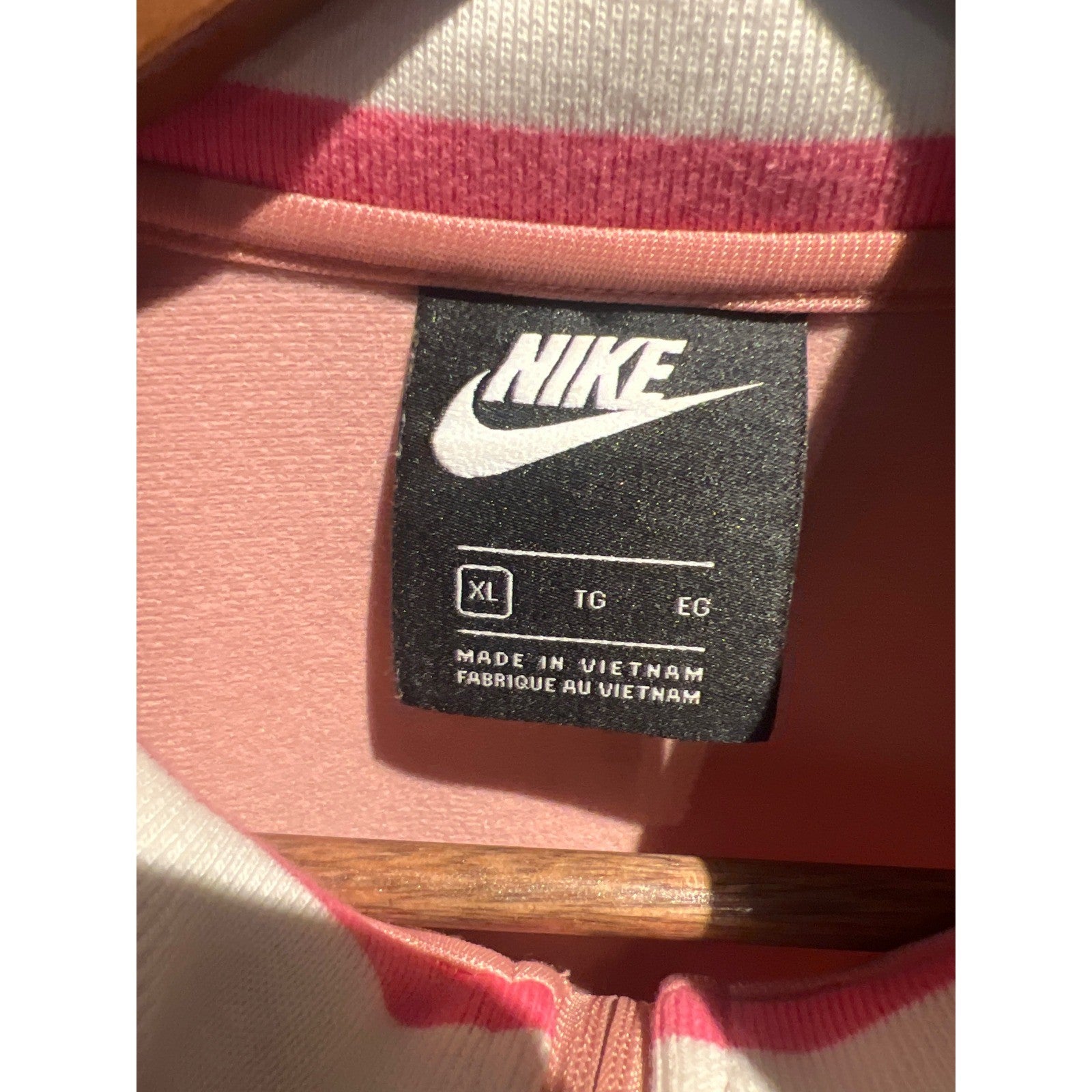 Nike Mens Track Jacket Peach Pink Multi Color Striped Ribbed Collar Full Zip L