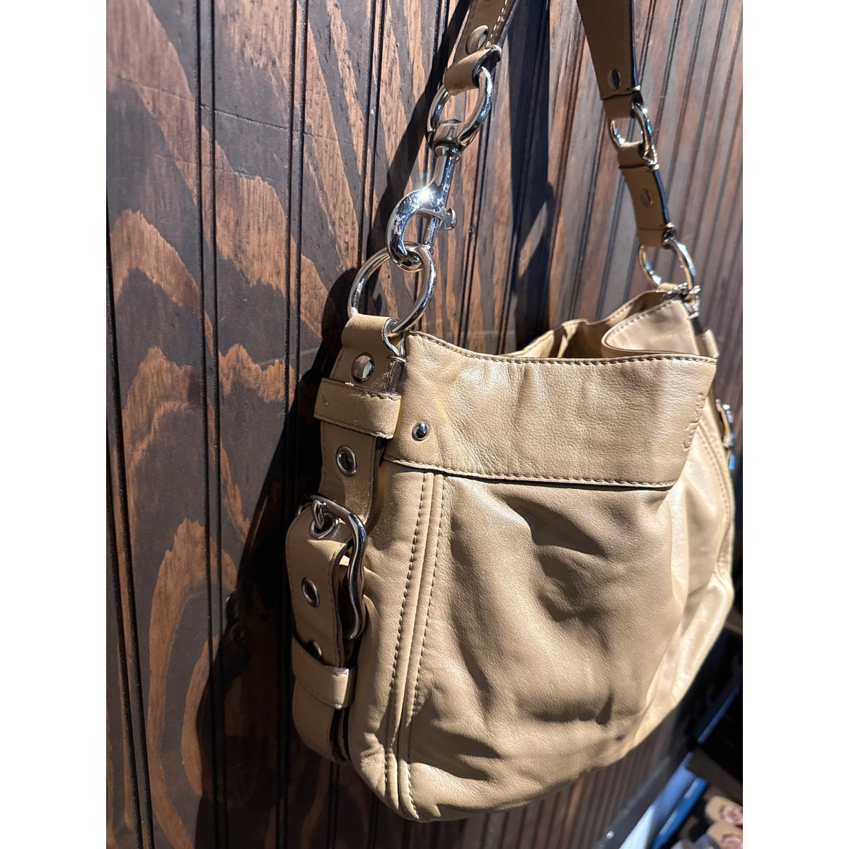 Coach Zoe Hobo Bag Tan Leather Shoulder Bag 12248 Vintage Y2K Beige