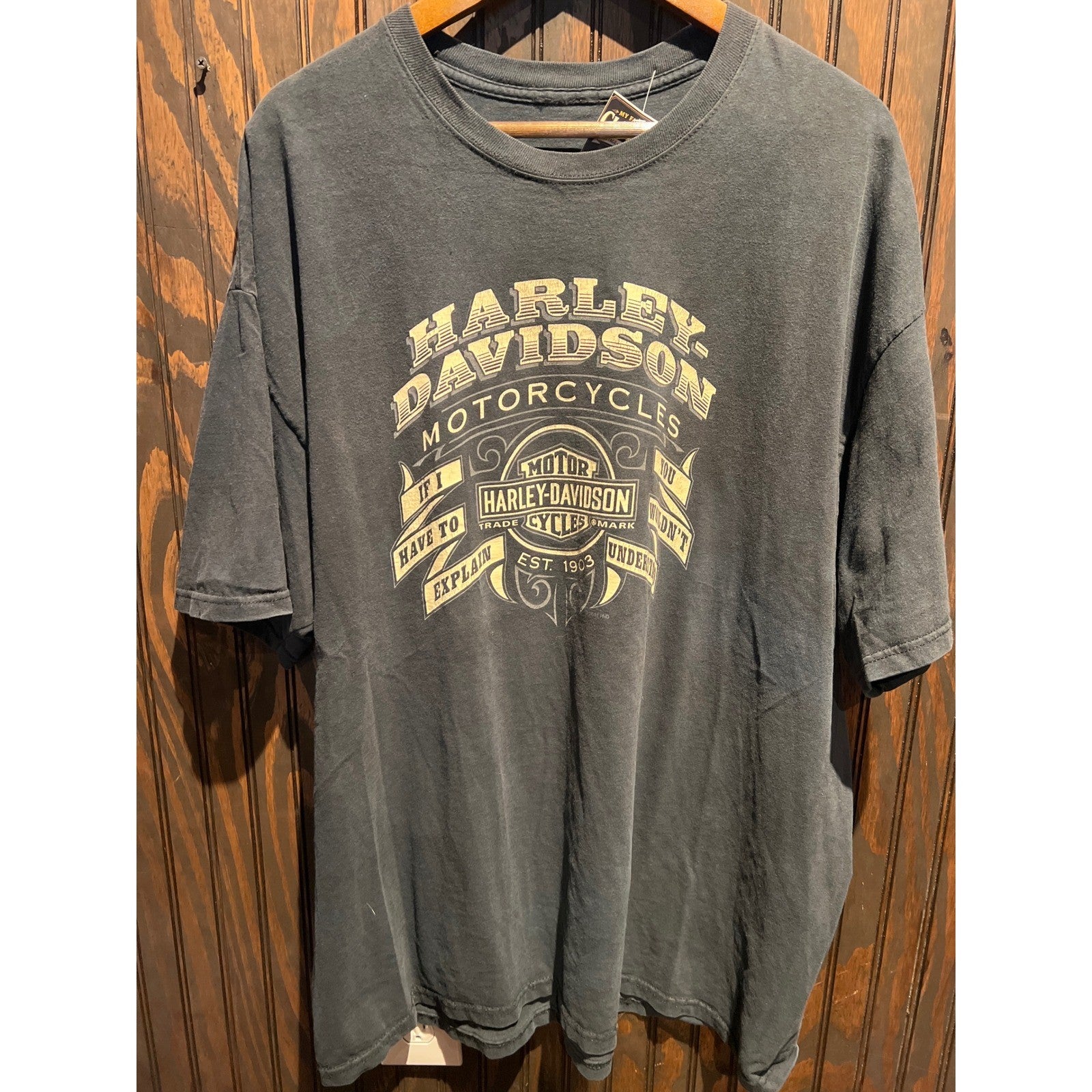 Harley Davidson Motorcycles Graphic T-Shirt Faded Black 2XL Vintage 2011 Biker