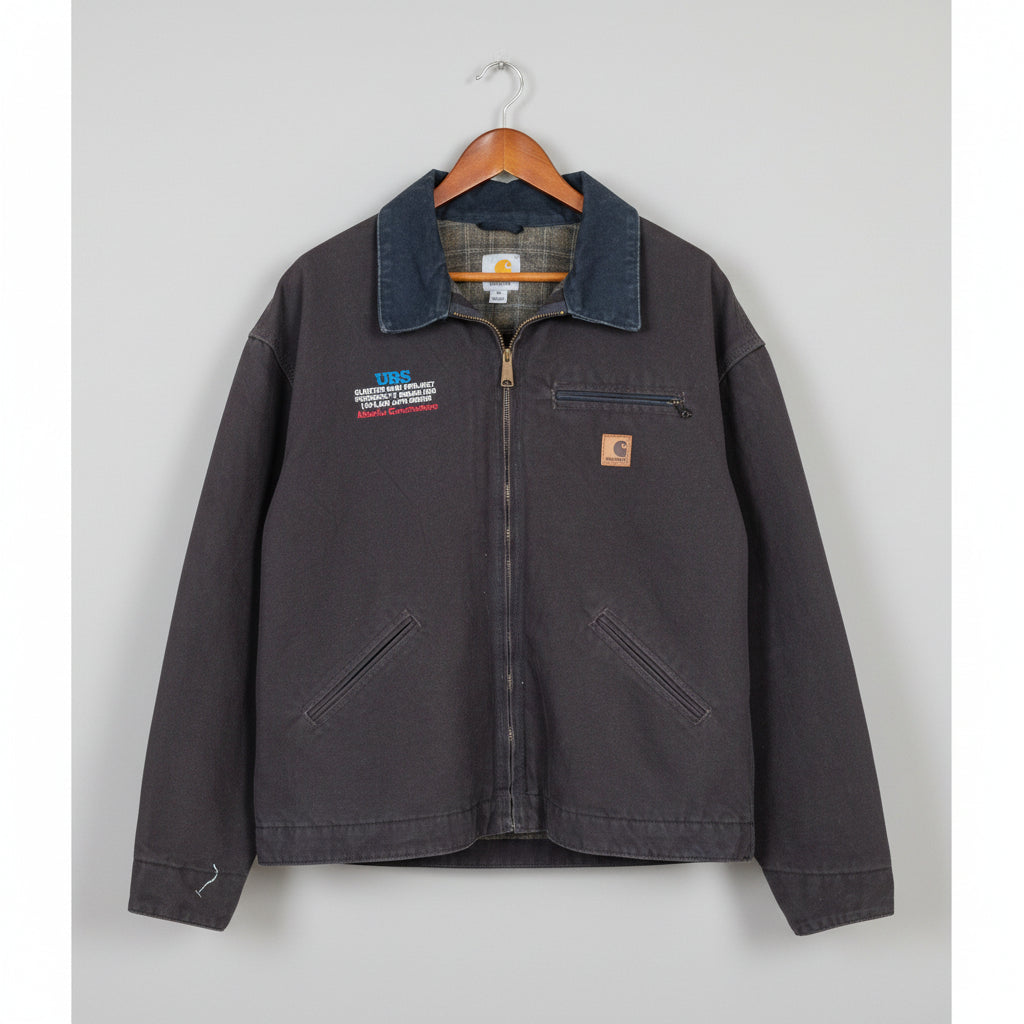 Carhartt Detroit Jacket 2XL Black Canvas Blanket Lined URS Olmsted Dam Project