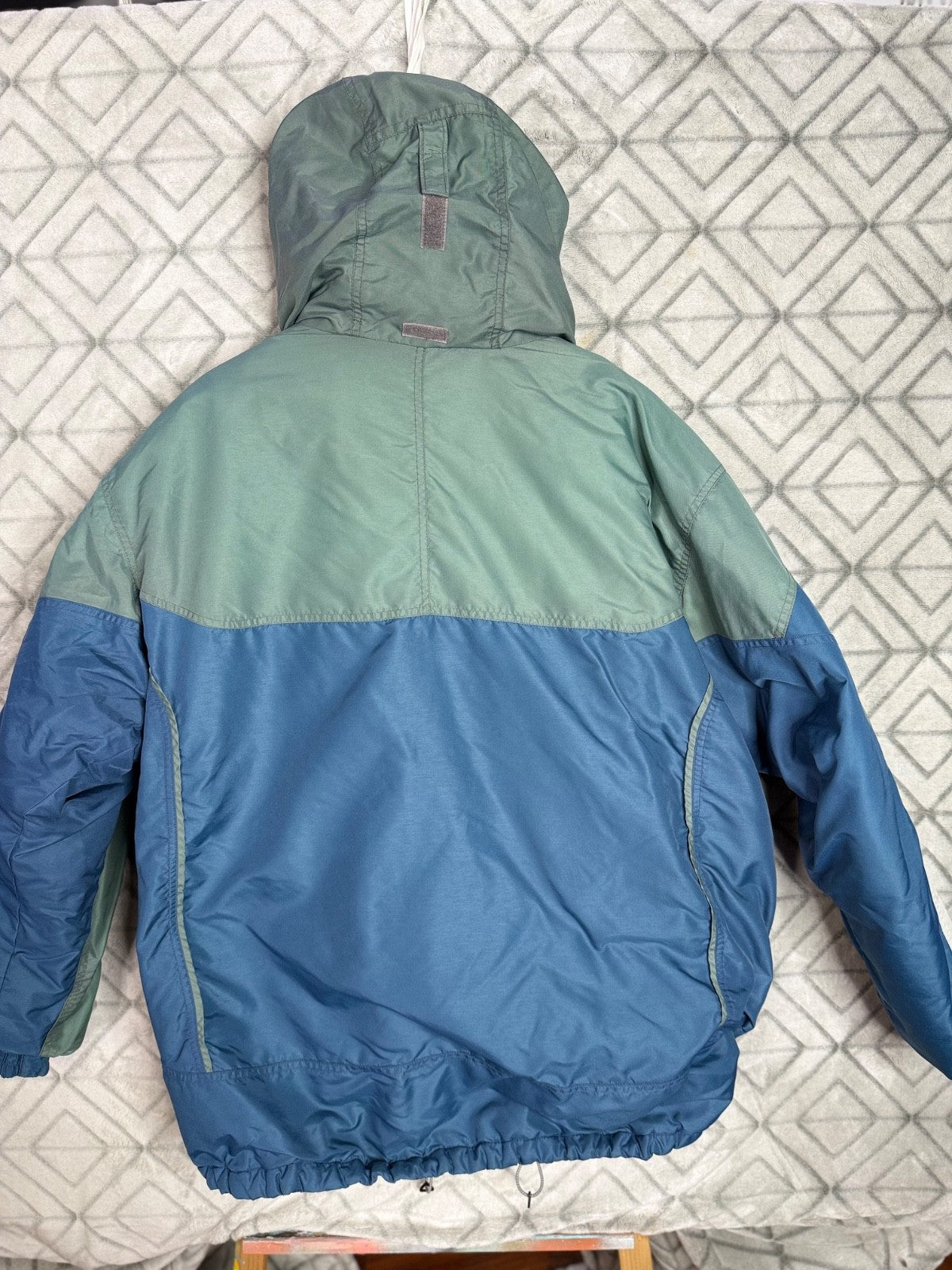 Columbia Sportswear Hooded Ski Jacket Vintage Men's XL Blue Green Fleece Lined