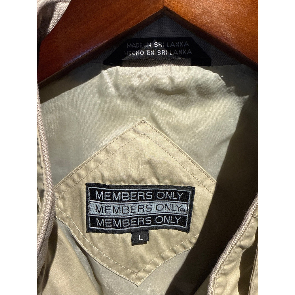 Vintage Members Only Racer Jacket Tan Beige Mens Large Iconic 80s Bomber Jacket