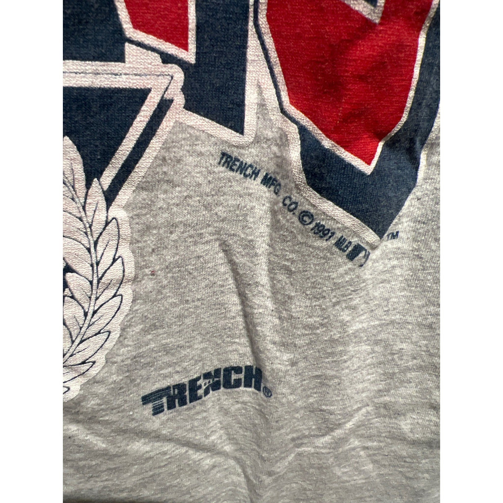 Vintage 1991 Minnesota Twins Trench Ultra Shirt Gray Navy Ringer MLB Mens Medium