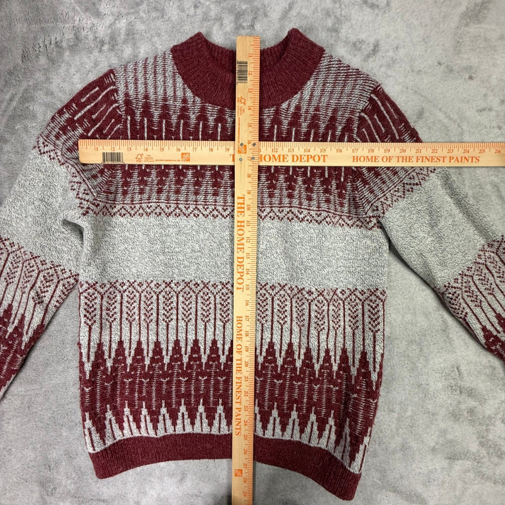 vintage Fair Isle knit sweater featuring a distinctive red and grey and red